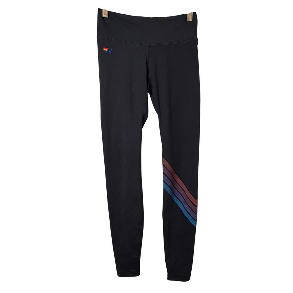 XS Aviator Nation Leggings Full Length Rainbow Stripe Athleisure Y2K Activewear